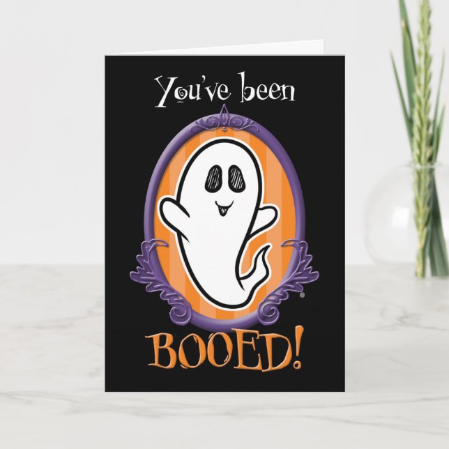 You've Been Booed Halloween Ornate Frame Ghost Card (Front)