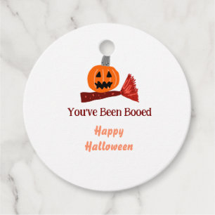 You've been Booed happy Halloween pumpink broom sc Favour Tags