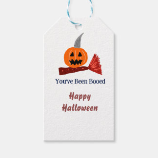 You've been Booed happy Halloween pumpink broom sc Gift Tags