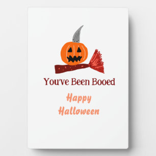 You've been Booed happy Halloween pumpink broom sc Plaque