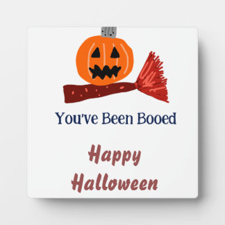 You've been Booed happy Halloween pumpink broom sc Plaque