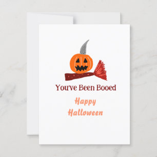You've been Booed happy Halloween pumpink broom sc Postcard