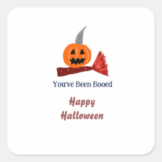 You've been Booed happy Halloween pumpink broom sc Square Sticker