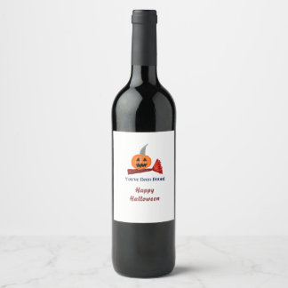 You've been Booed happy Halloween pumpink broom sc Wine Label