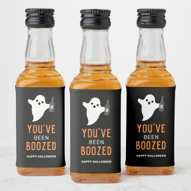You've Been Boozed Orange and Black Halloween Liquor Bottle Label (Bottles)