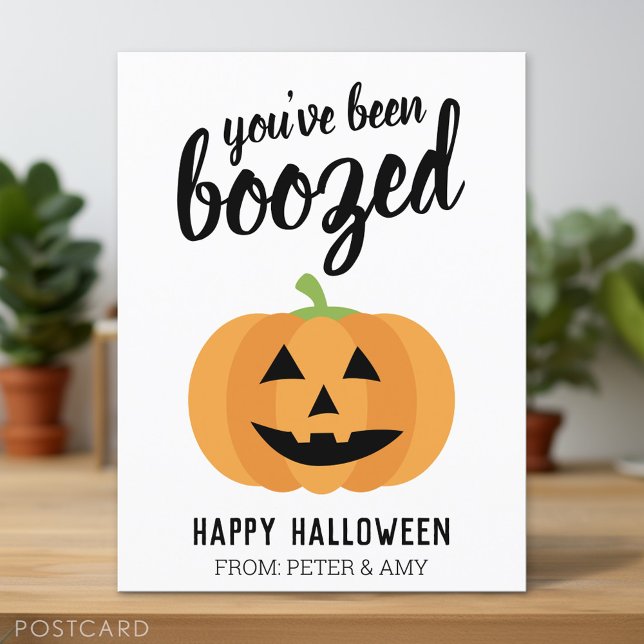 You've Been Boozed - Pumpkin Halloween Party Postcard (Custom Postcard)