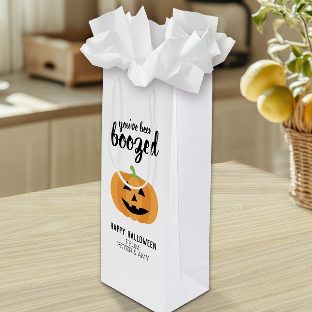 You've Been Boozed - Pumpkin Halloween Party Wine Gift Bag (Custom Gift Bag)