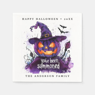 You've Been Summoned Purple Pumpkin Witch Napkin