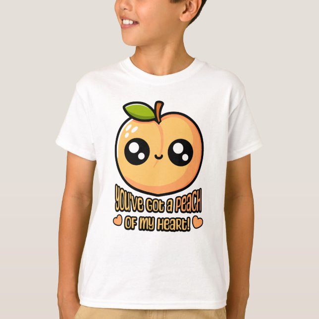 You've Got A Peach Of My Heart! Cute Peach Pun T-Shirt (Front)