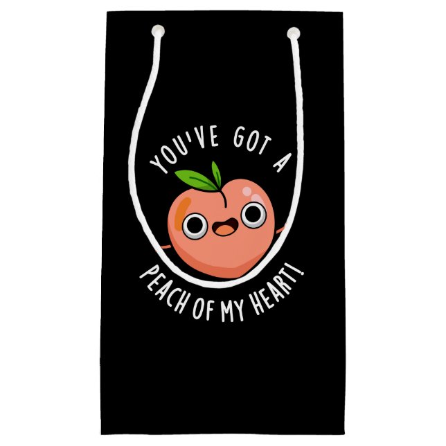 You've Got A Peach Of My Heart Fruit Pun Dark BG Small Gift Bag (Front)