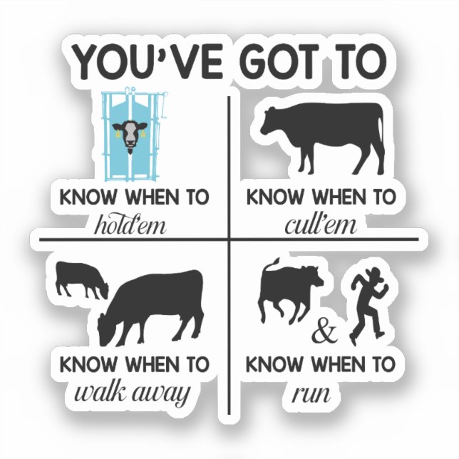 You've Got to Know When to Funny Ranch Life Cows (Front)