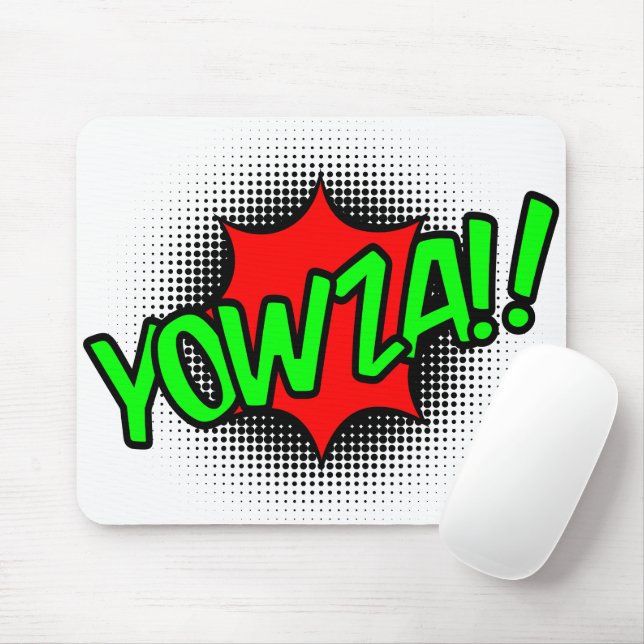 YOWZA!! Pop Art Mouse Pad – Neon Green Comic Burst (With Mouse)