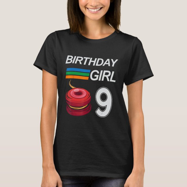 YOYO 9 Years Old Birthday For Girls Kids YOYO T-Shirt (Front)