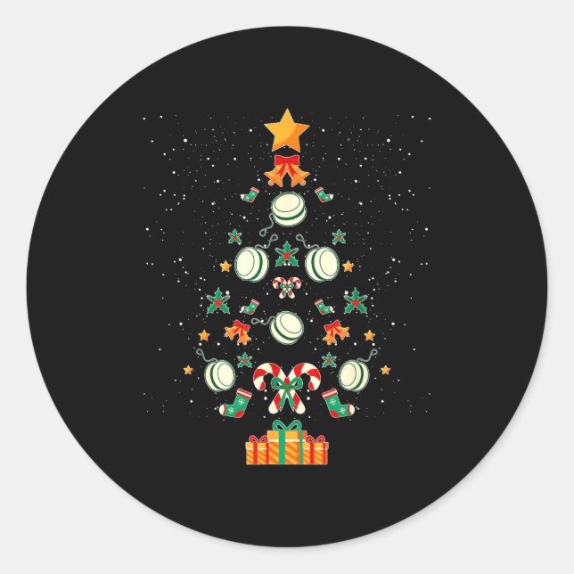 Yoyo Christmas Tree Xmas  Classic Round Sticker (Front)