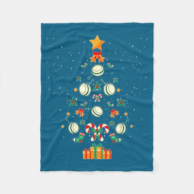 Yoyo Christmas Tree Xmas  Fleece Blanket (Front)