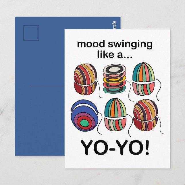 Yoyo Mood Swings Like A Yo-Yo Funny Postcard (Front/Back)
