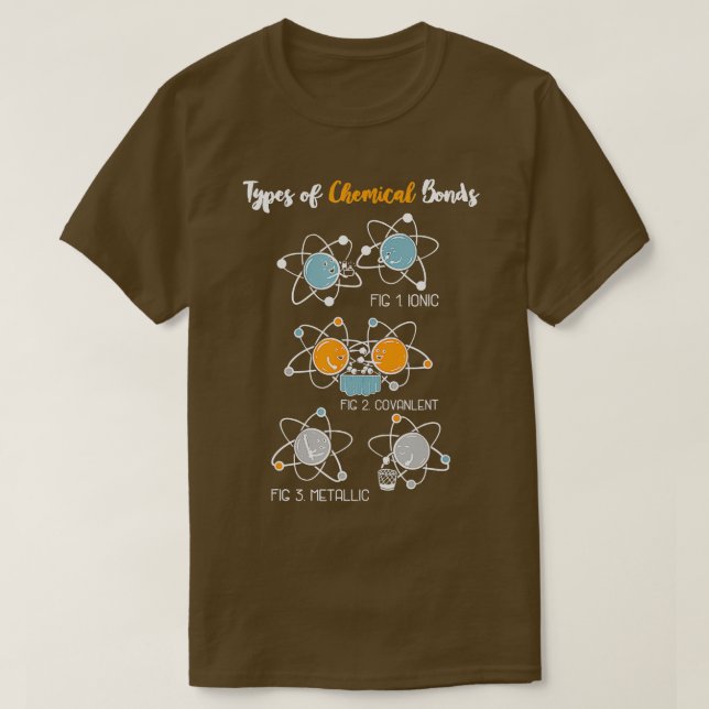 ypes Of Chemical Bonds  Nerd Geek Funny Chemistry  T-Shirt (Design Front)