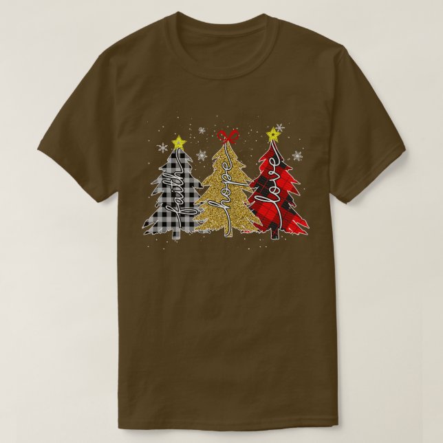 yqQG Leopard Faith Merry Xmas Christmas Tree Chris T-Shirt (Design Front)