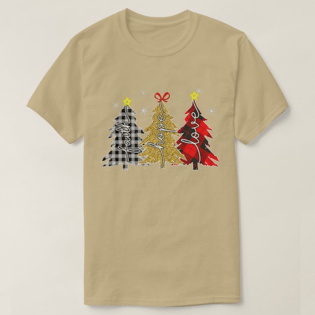 yqQG Leopard Faith Merry Xmas Christmas Tree Chris T-Shirt (Design Front)