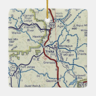 Yreka CA Vintage Map Ceramic Ornament
