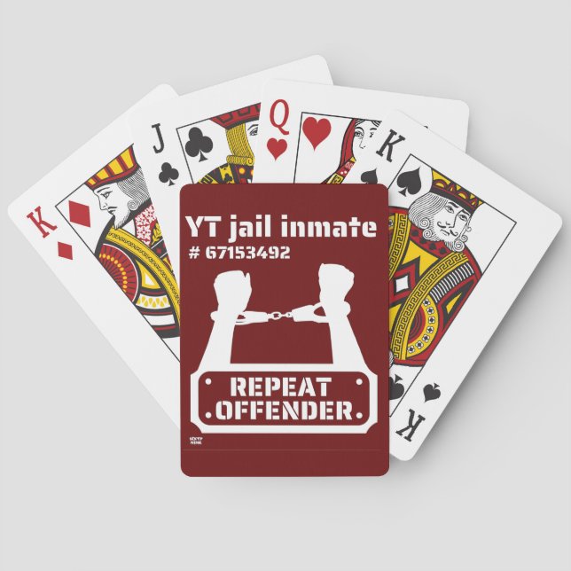 "YT JAIL INMATE" funny prison inmate          Playing Cards (Back)