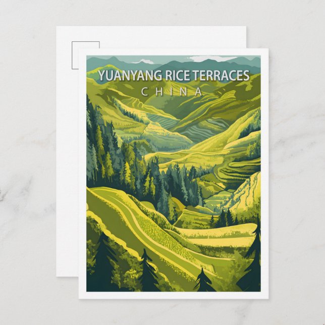 Yuanyang Rice Terraces China Travel Postcard (Front/Back)