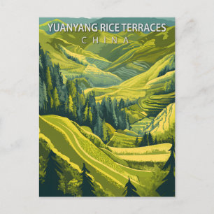 Yuanyang Rice Terraces China Vintage Travel Postcard