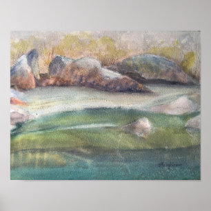 YUBA RIVER, WATERCOLOUR POSTER