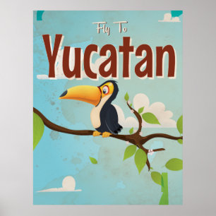 Yucatan Bird Vintage vacation Poster