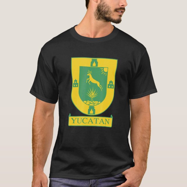 Yucatan Peninsula Mexico  Coat Of Arms With Agave  T-Shirt (Front)