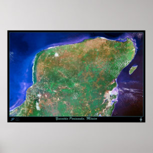 Yucatan Peninsula, Mexico satellite poster