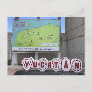 Yucatan Sign and Map, Mexico Postcard