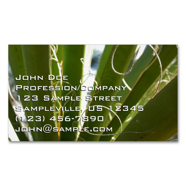 Yucca Leaves Green Nature Photography Magnetic Business Card (Front)