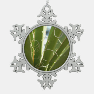 Yucca Leaves Green Nature Photography Snowflake Pewter Christmas Ornament