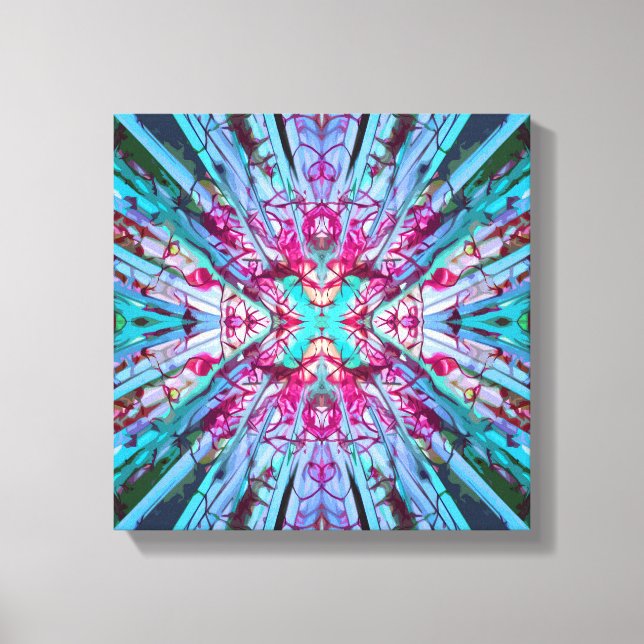 Yucca Op Art in Turquoise Canvas Print (Front)