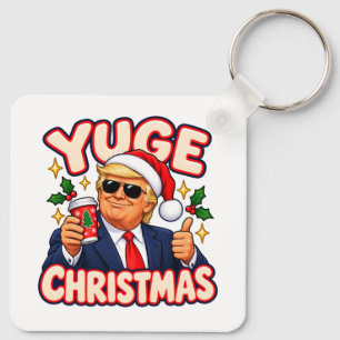 YUGE Christmas Santa Shades Two-Sided Aluminium Key Ring