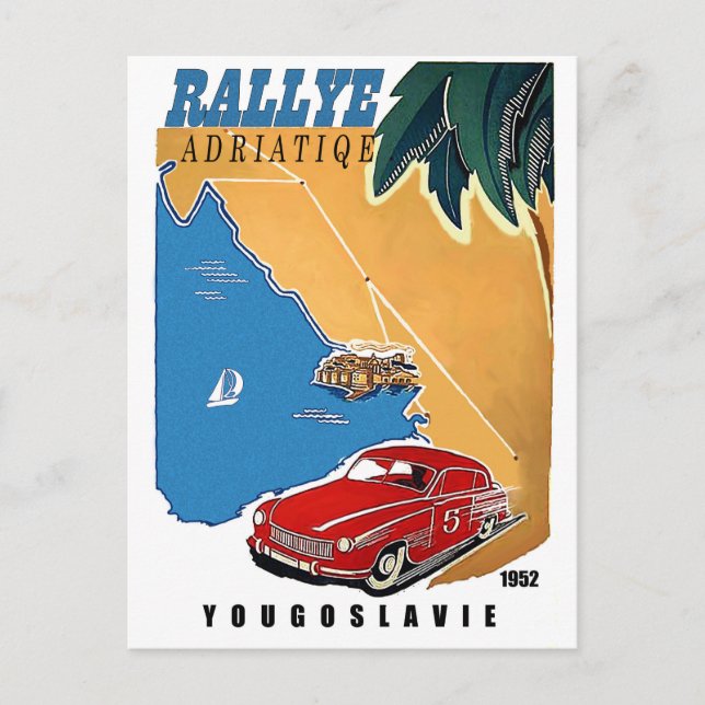 Yugoslavia, Adriatic rally, classic car, vintage Postcard (Front)
