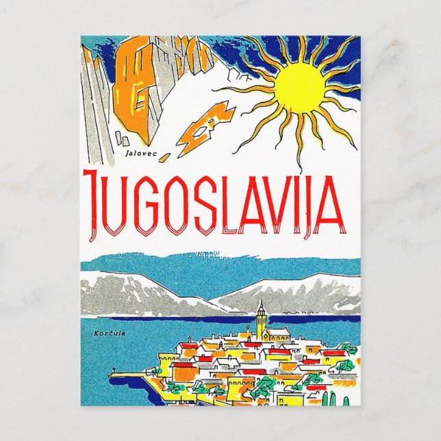 Yugoslavia, Adriatic sea, vintage travel postcard (Front)