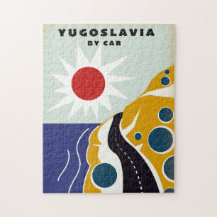Yugoslavia By Car vintage travel poster Jigsaw Puzzle