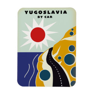 Yugoslavia By Car vintage travel poster Magnet
