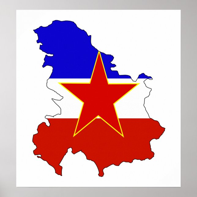 Yugoslavia Flag Map full size Poster (Front)