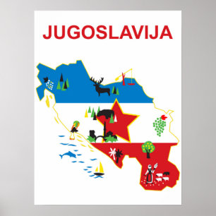 Yugoslavia, tourist map, vintage travel poster