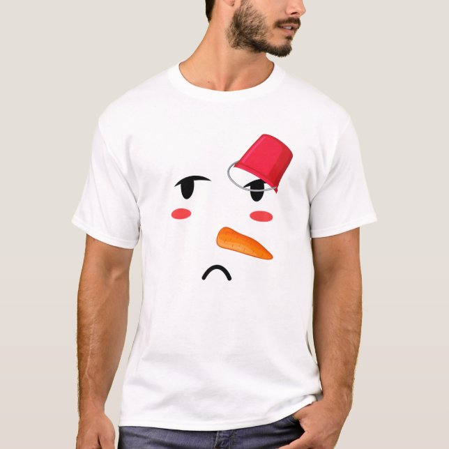 Yukidaruma Snowman Face With Carrot I Kawaii Anime T-Shirt (Front)