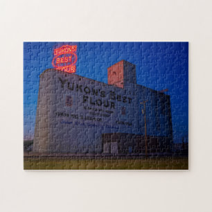 Yukon' Best Flour Mill Neon Sign At Dusk  Jigsaw Puzzle
