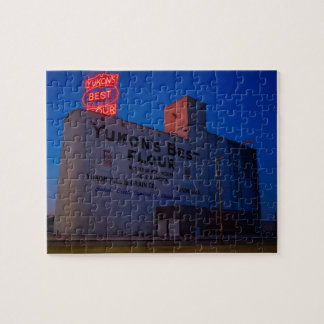 Yukon' Best Flour Mill Neon Sign At Dusk Jigsaw Puzzle
