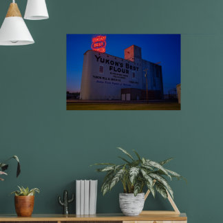Yukon' Best Flour Mill Neon Sign At Dusk Poster