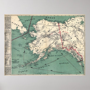 YUKON KLONDIKE GOLD RUSH MAP 1897 POSTER