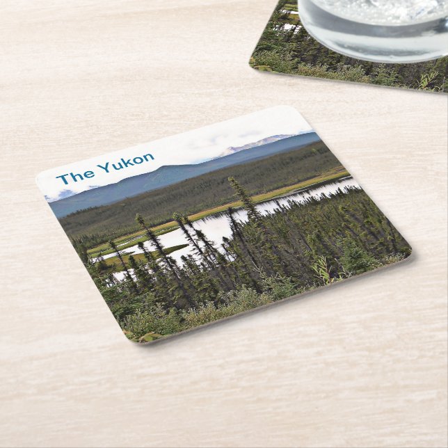 Yukon Pond Square Paper Coaster (Angled)