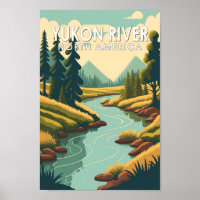 Yukon River North America Travel Art Vintage