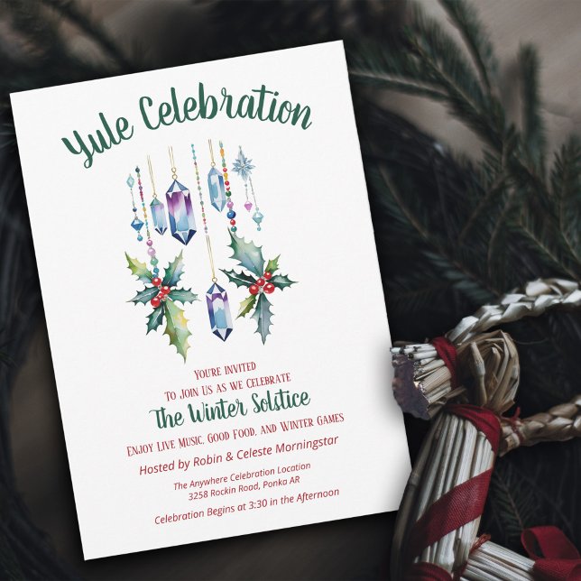 Yule Boho Crystals Winter Floral Solstice Invitation (Creator Uploaded)